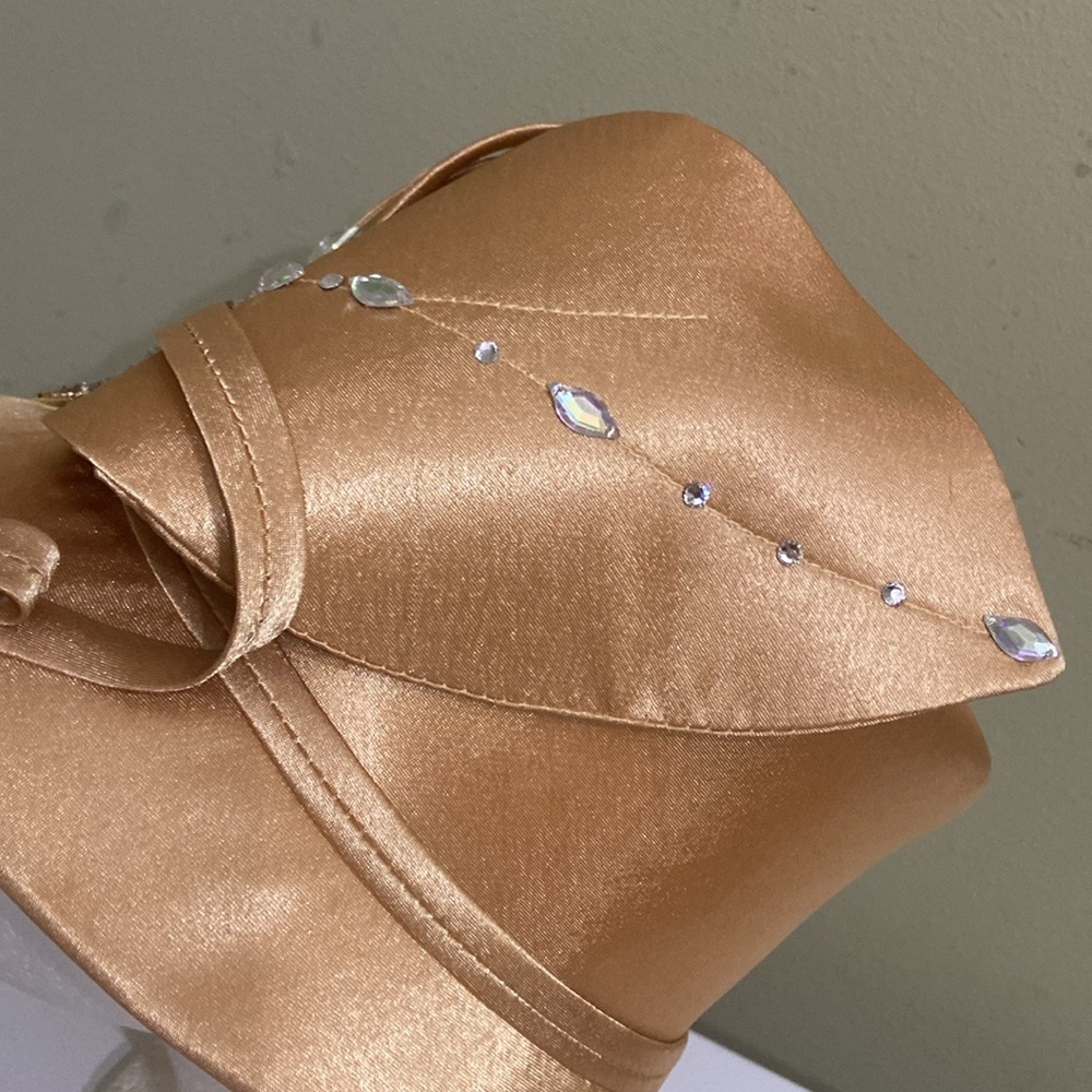 Beautiful Gold Satin Dress/Church Hat by Ms. Divine - Picture 3 of 14